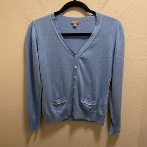 J. Jill Blue V-Neck Long Sleeve Lightweight Cardigan Size XS